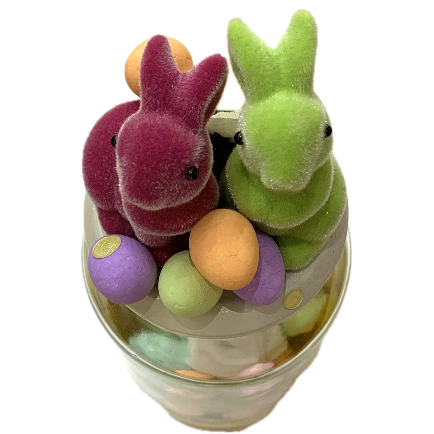 THIS BIRD HAS FLOWN- Bunny Bottle Easter Decoration- white Lid & Yellow Paint