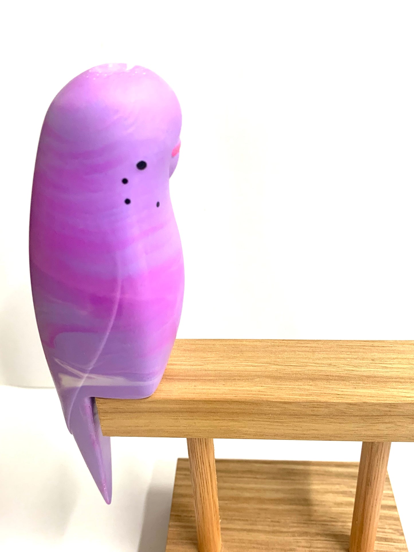PETE CROMER - RESIN BUDGERIGAR #5 - Purple Swirl with White