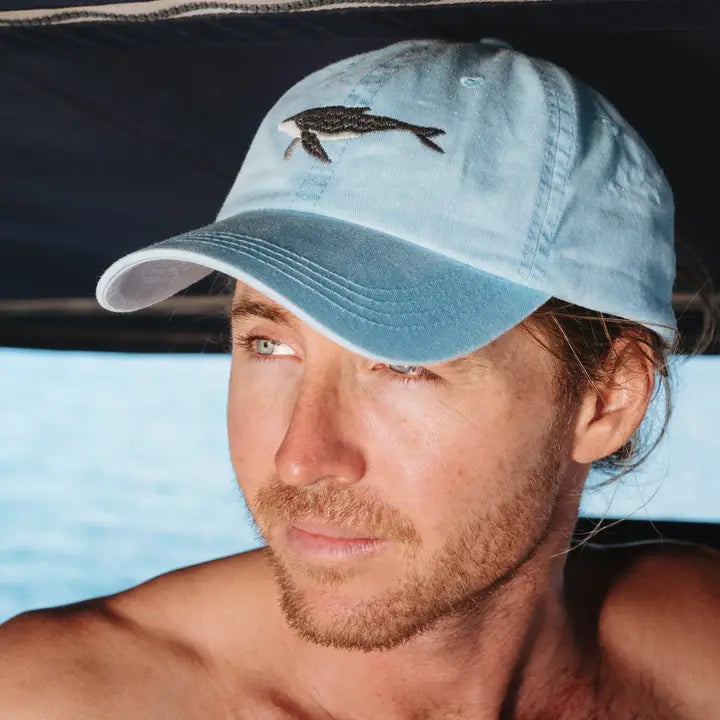 PALLION POINT - FISH LIDS - Humpback Whale Cap in Light Blue