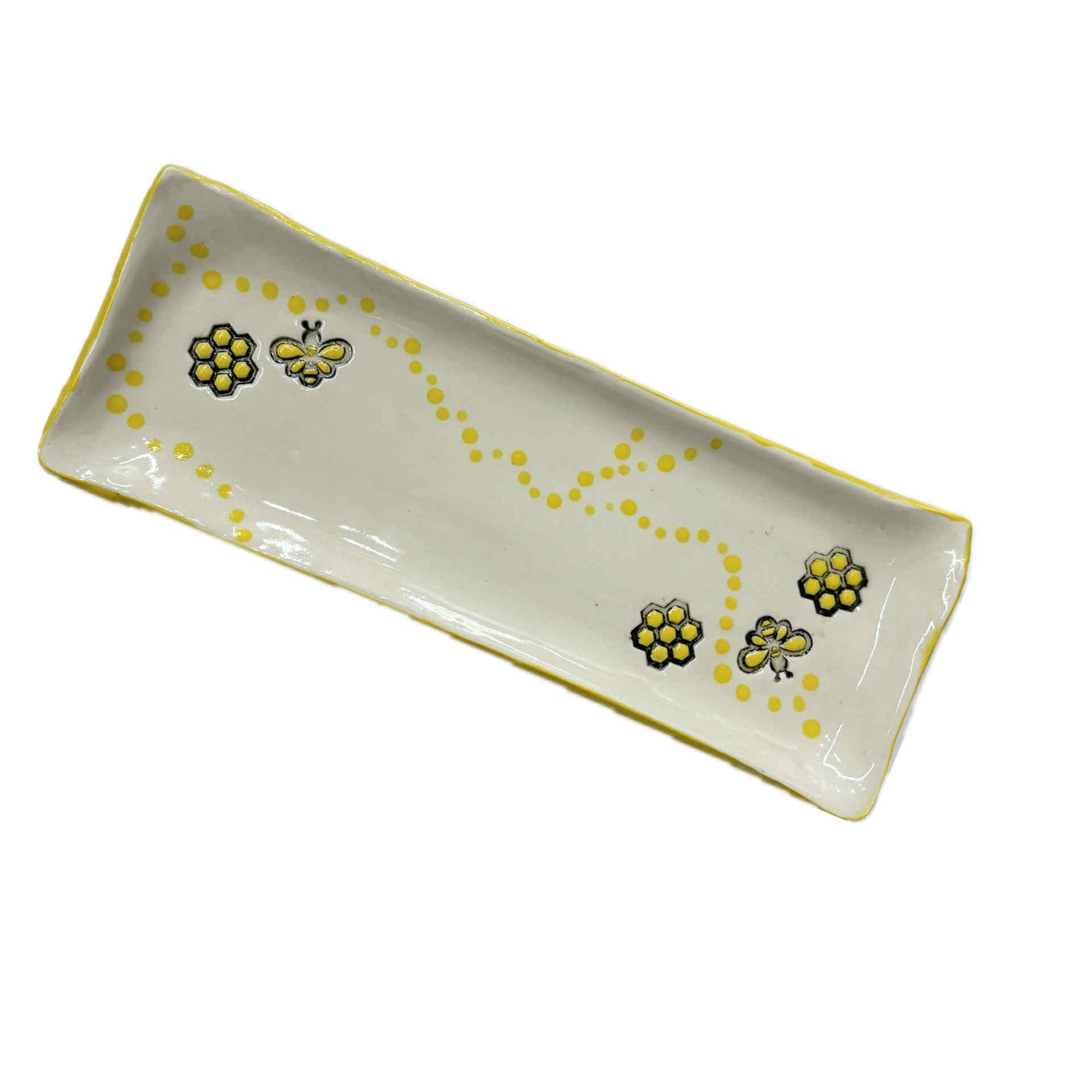 EARTH BY HAND- Rectangle "Bee" Platter- cream, yellow, black