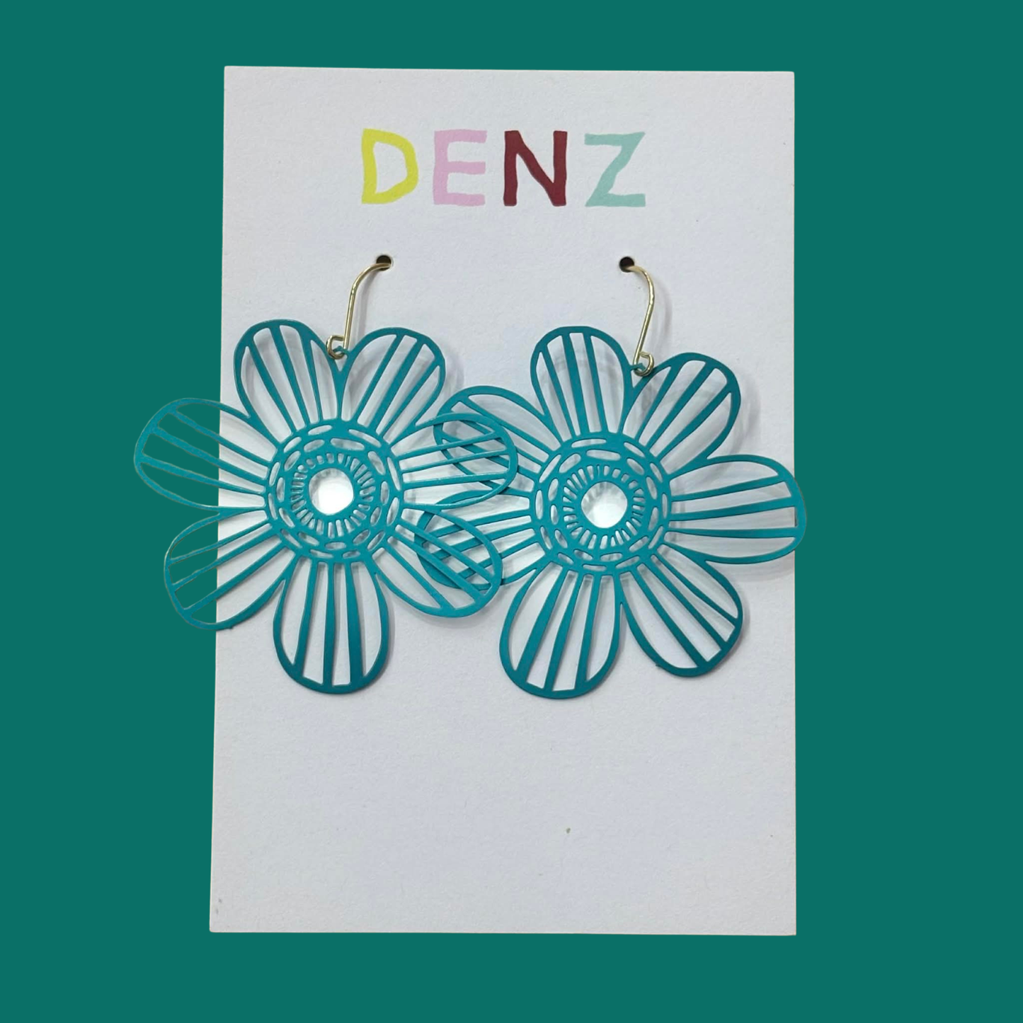 DENZ & CO - Flowers – Teal - DANGLE EARRINGS