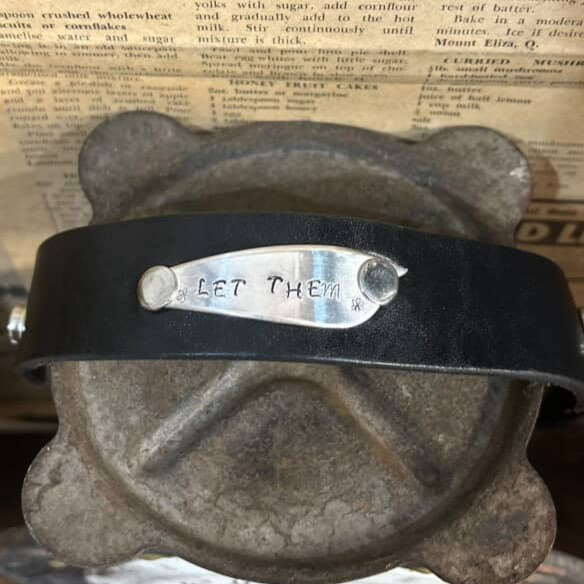 MOLLY MADE- "Let Them" Vintage Pate Blade Leather Cuff