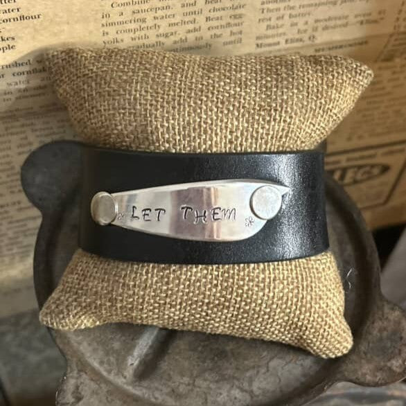 MOLLY MADE- "Let Them" Vintage Pate Blade Leather Cuff