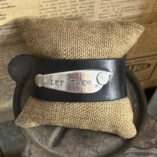 MOLLY MADE- "Let Them" Vintage Pate Blade Leather Cuff
