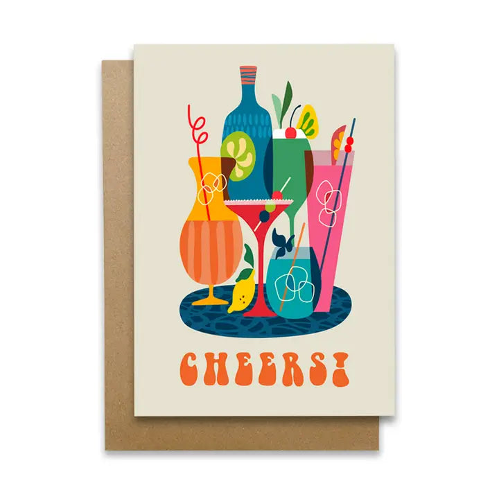 3 BIRDIES STUDIO- "Cheers Cocktails"- Greeting Card