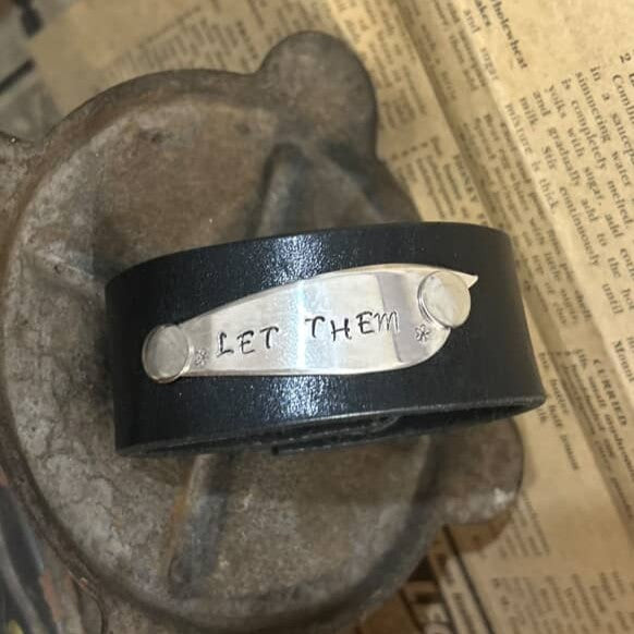 MOLLY MADE- "Let Them" Vintage Pate Blade Leather Cuff