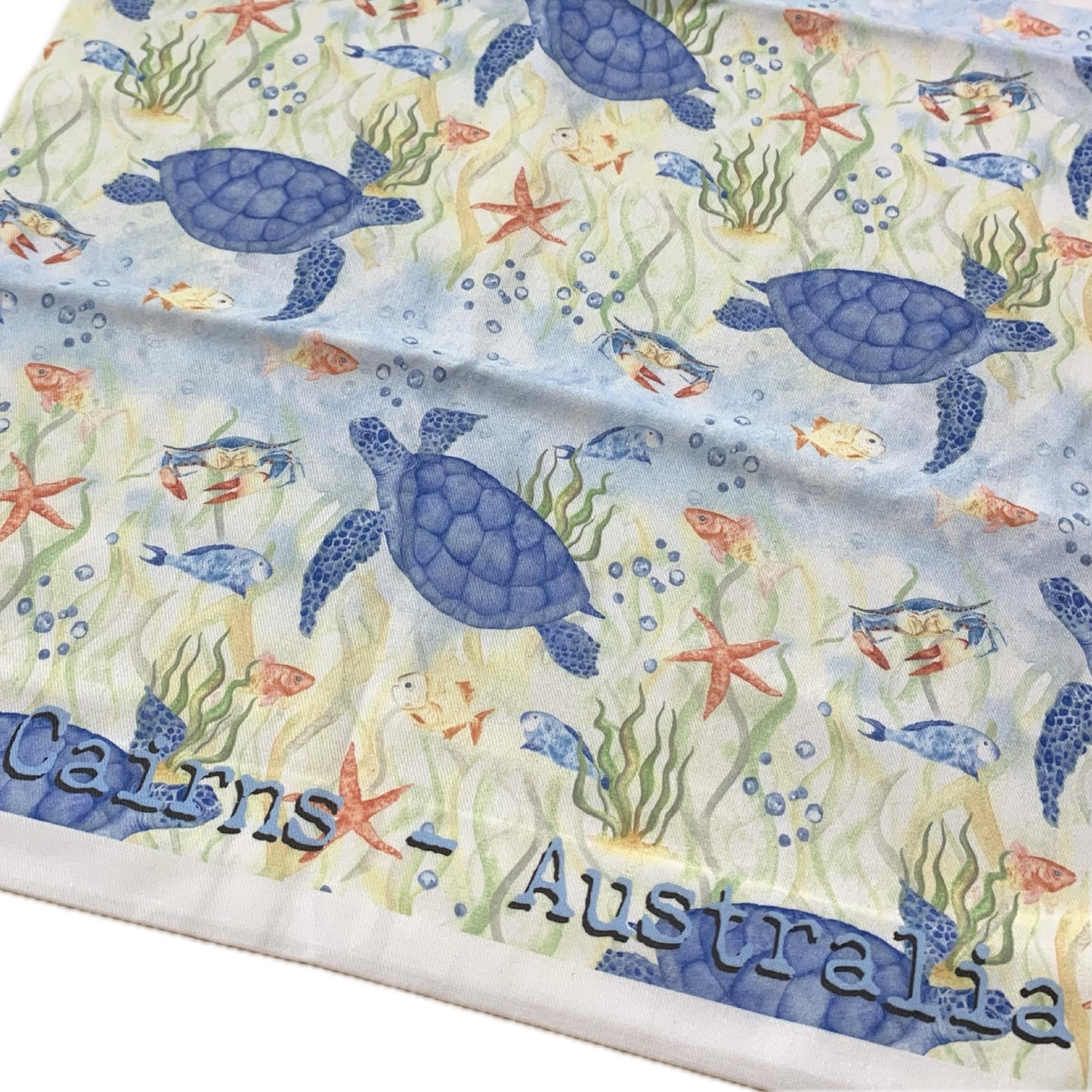 Shanna Trees Creations- "Turtles" Cotton Tote Bag- White