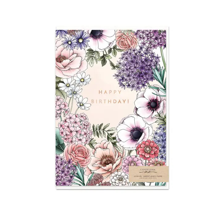 TYPOFLORA - "Blooming Birthday" GREETING CARD
