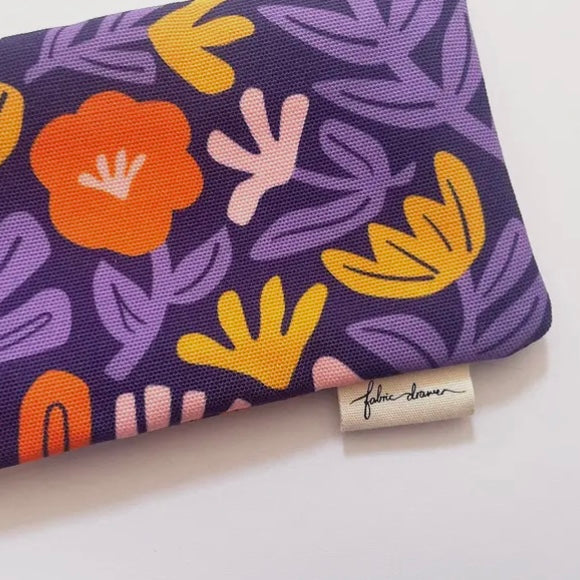 FABRIC DRAWER- Handmade Glasses Case - Purple Petals