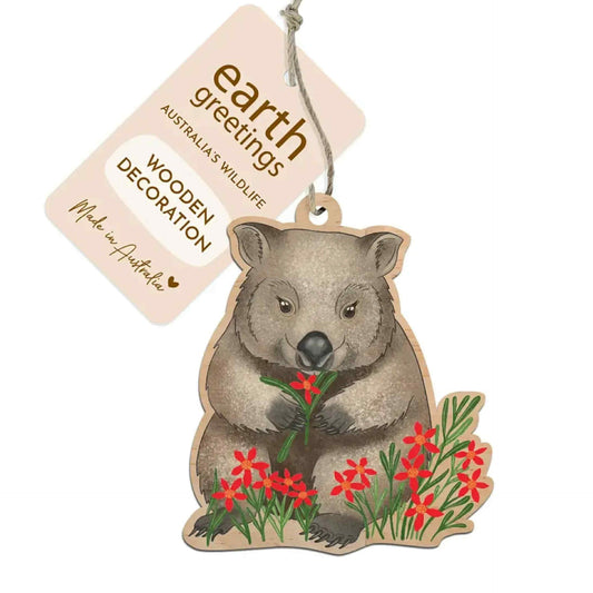 EARTH GREETINGS- Wombat's Meadow Wooden Decoration