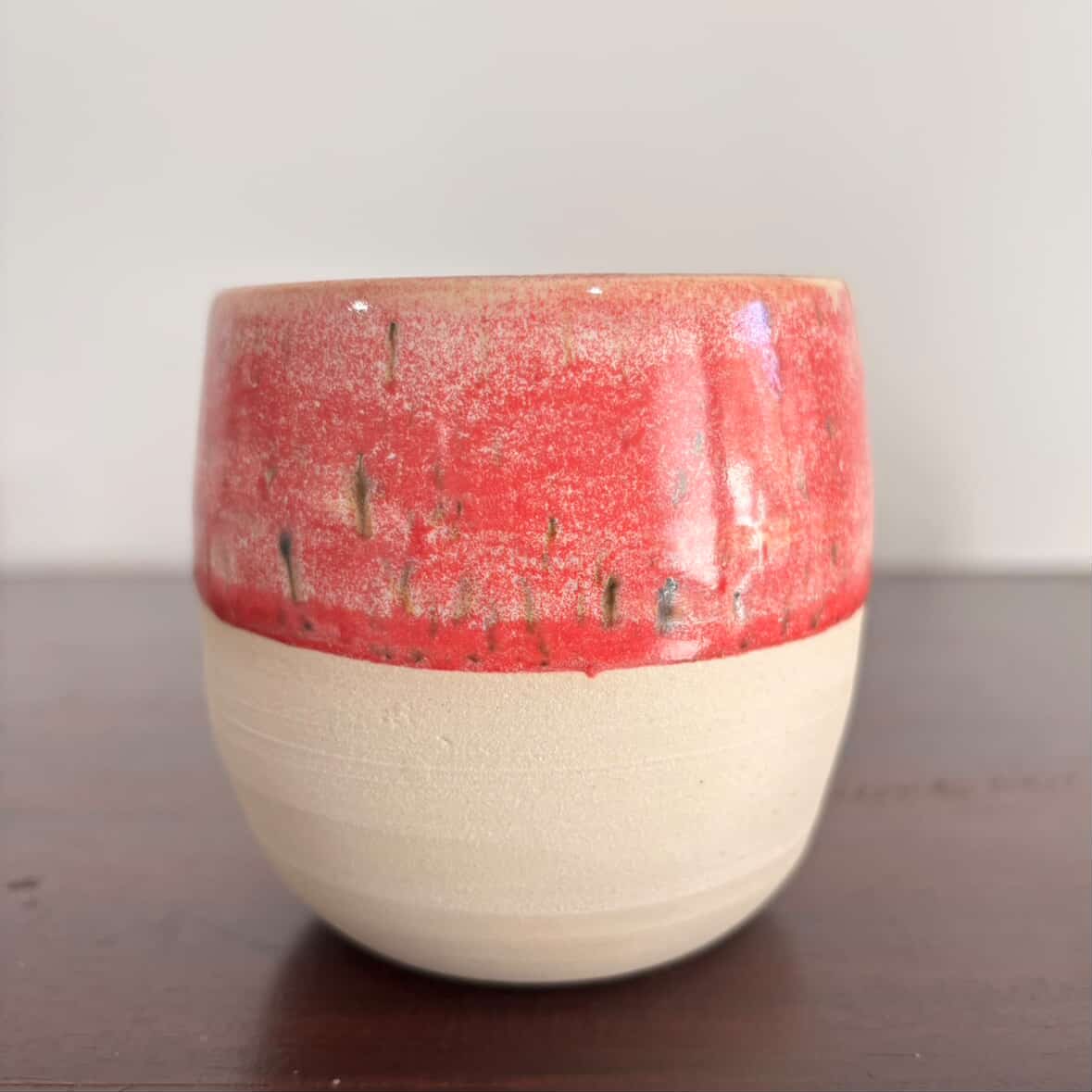 POTTERESS BY ALICIA - Wobbly Cup White Clay Pink with Brown Speckle #1