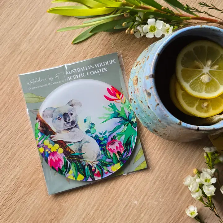 WATERCOLOURS BY CAT- Koala- Australian Animal Art Coaster