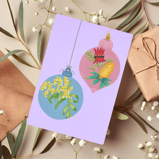 PAPER STATION- NATIVE DUO BAUBLE CHRISTMAS -Christmas Greeting Card