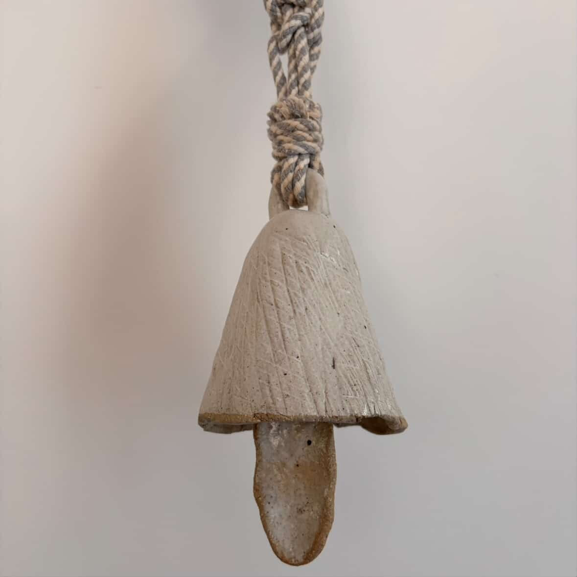 POTTERESS BY ALICIA - Ceramic Bells- White with Macrame #2