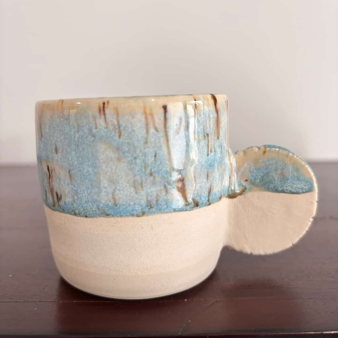 POTTERESS BY ALICIA - Tea Cup with Round Handle, Blue - Small