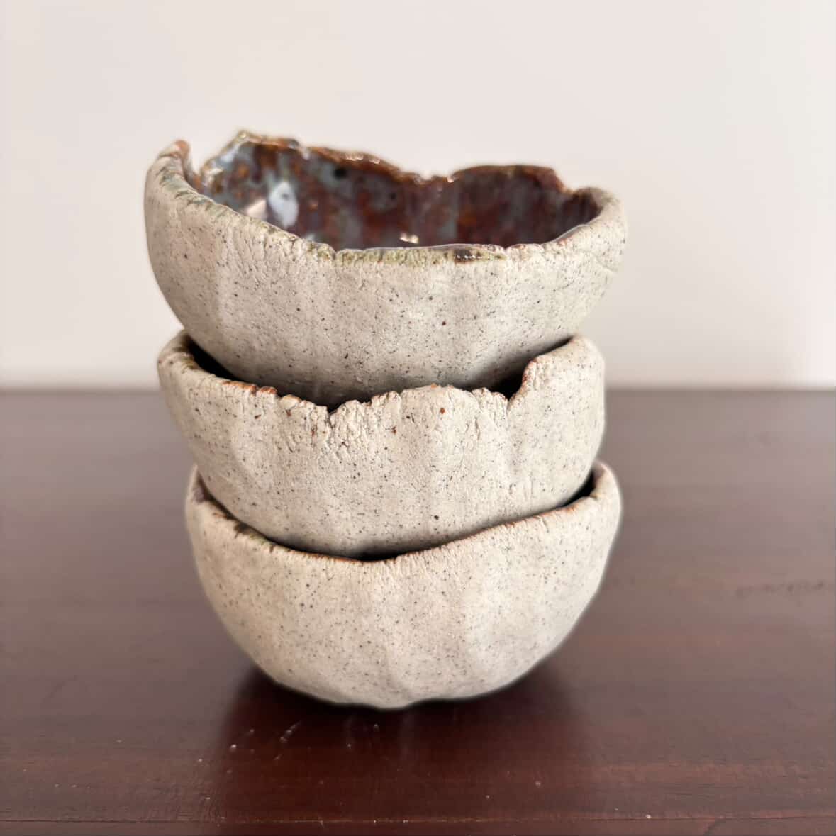 POTTERESS BY ALICIA - Small Bowl Sets- Merlot/Blue Glaze, Brown Flecks