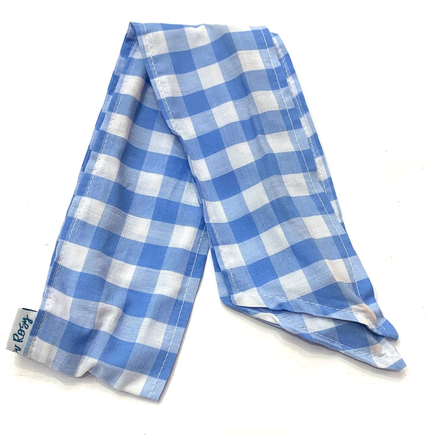 OH SEW ROSY: WIRE HEADBAND - Light Blue Gingham