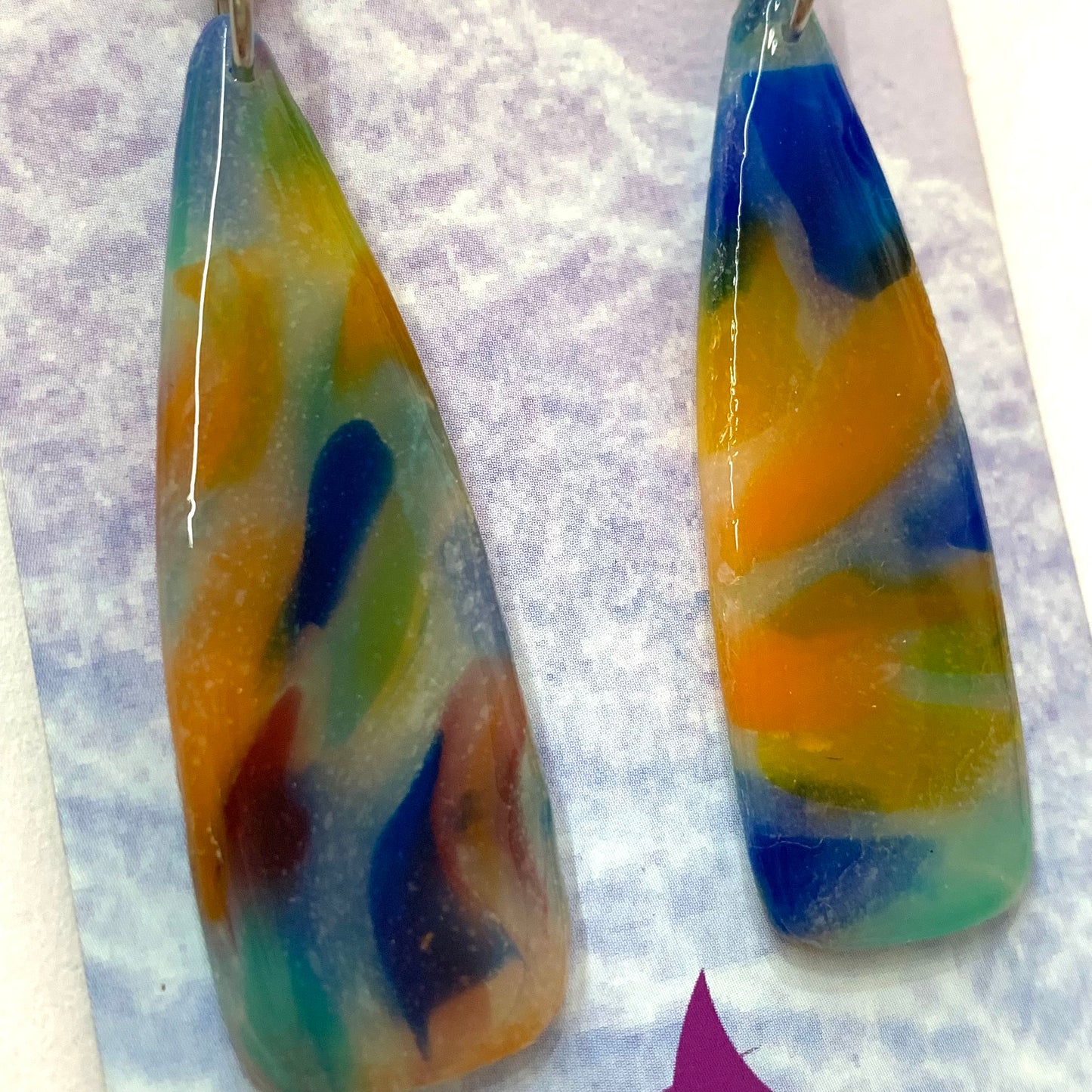 Sailvie Creations - Translucent Primary Wedge Ball Stud Dangle Earrings