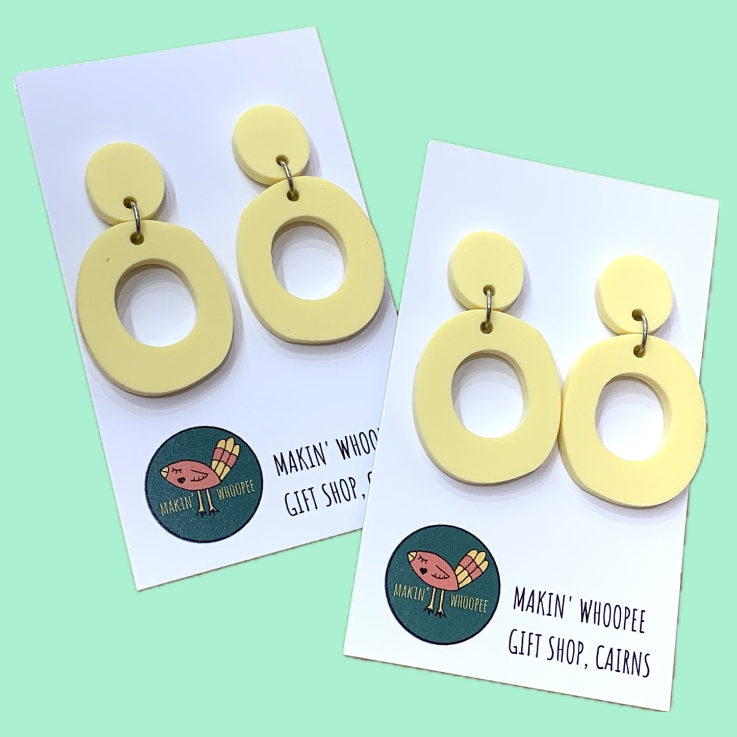 MAKIN' WHOOPEE - "Organic Ovals" - Medium Dangles - Matte Limoncello Yellow
