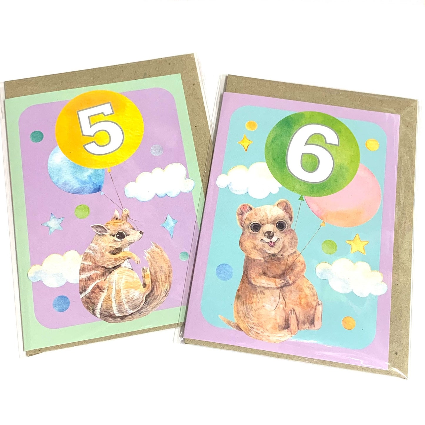 WATERCOLOURS BY CAT- "Six - Quokka"- Australian Animal Kids Age Card