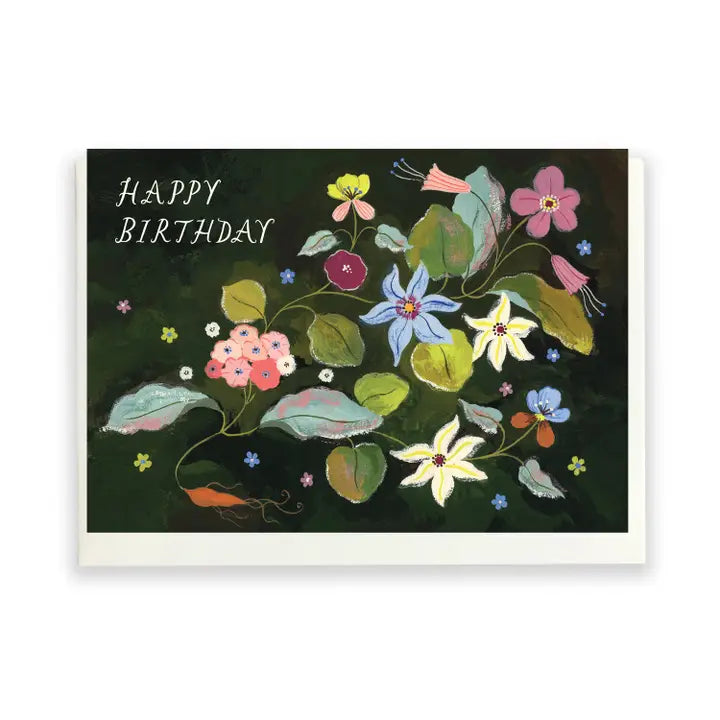 FLORA WAYCOTT - "Happy Birthday Brushy Floral" Greeting Card