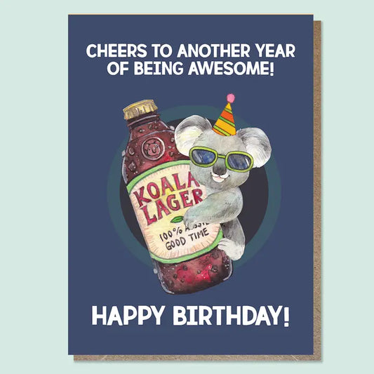 WATERCOLOURS BY CAT- "Koala Lager" Birthday Card