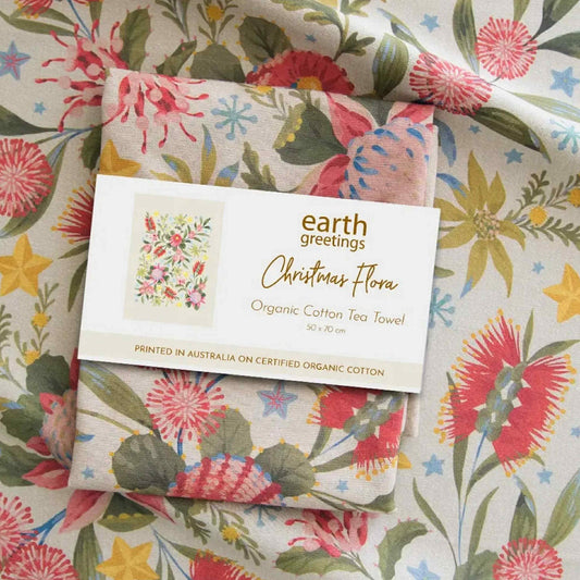EARTH GREETINGS- Christmas Flora- Tea Towel