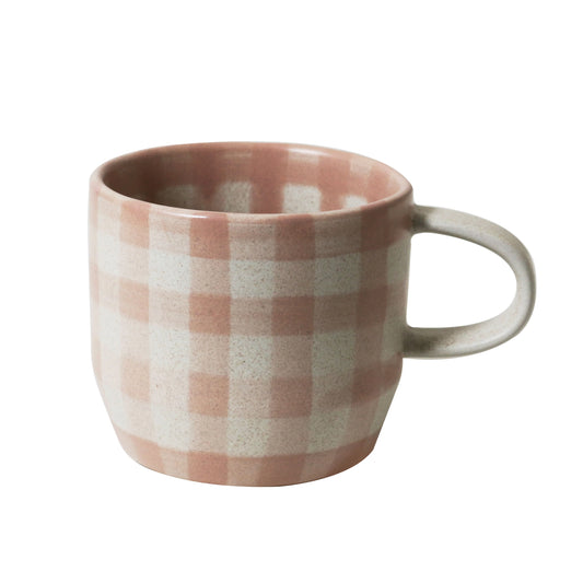 ROBERT GORDON POTTERY - Cat's Pyjamas Mug- Soft Terracotta Check