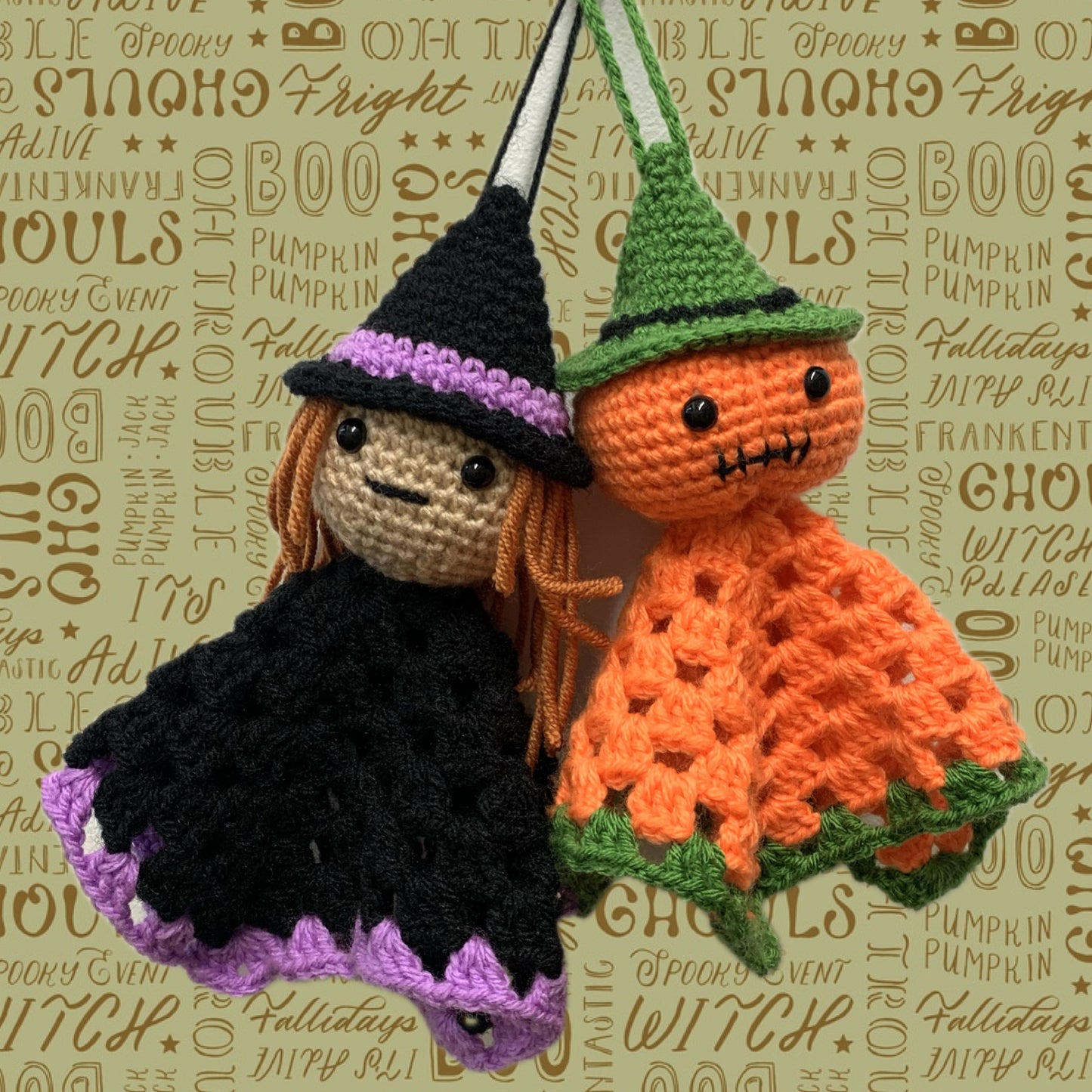 BEAKNITS- "HANGING JACK"- CROCHETED HALLOWEEN DECORATION