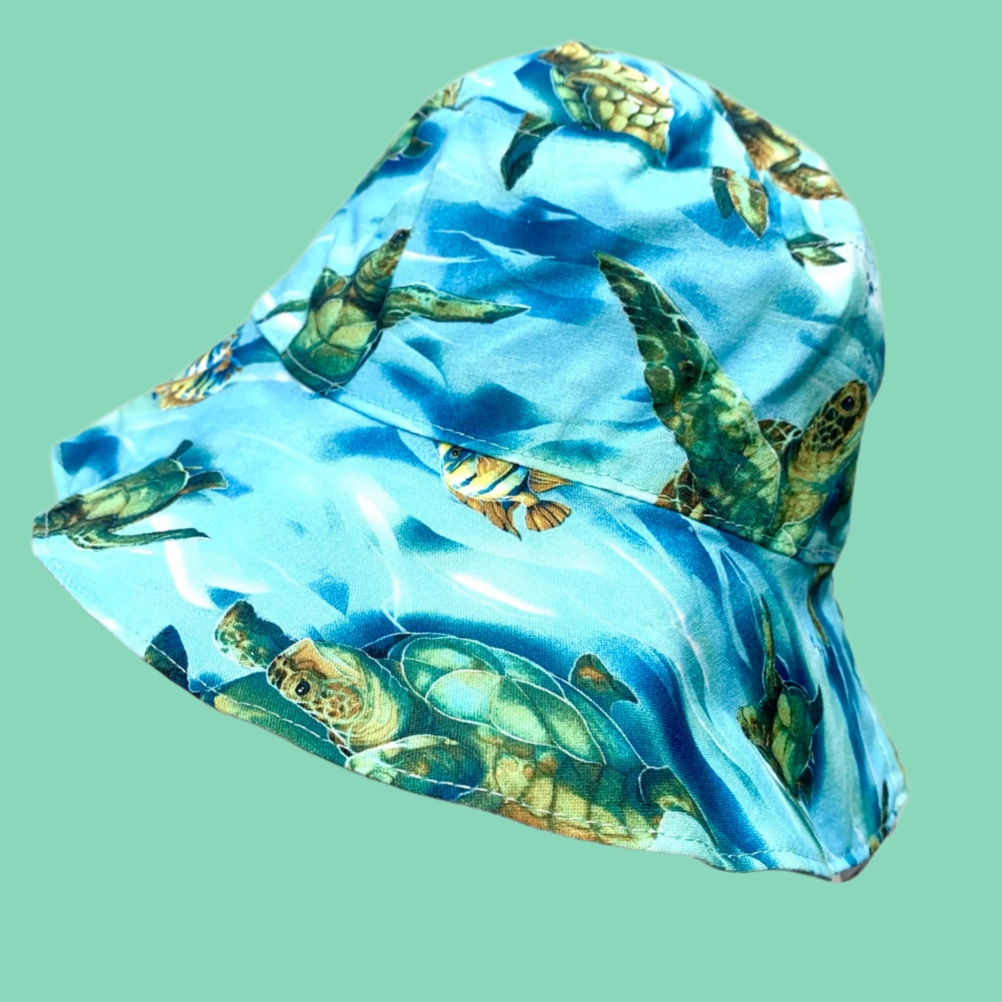 Teacups n Quilts - Turtles & Fish Fabric Hat - Kids Size Small
