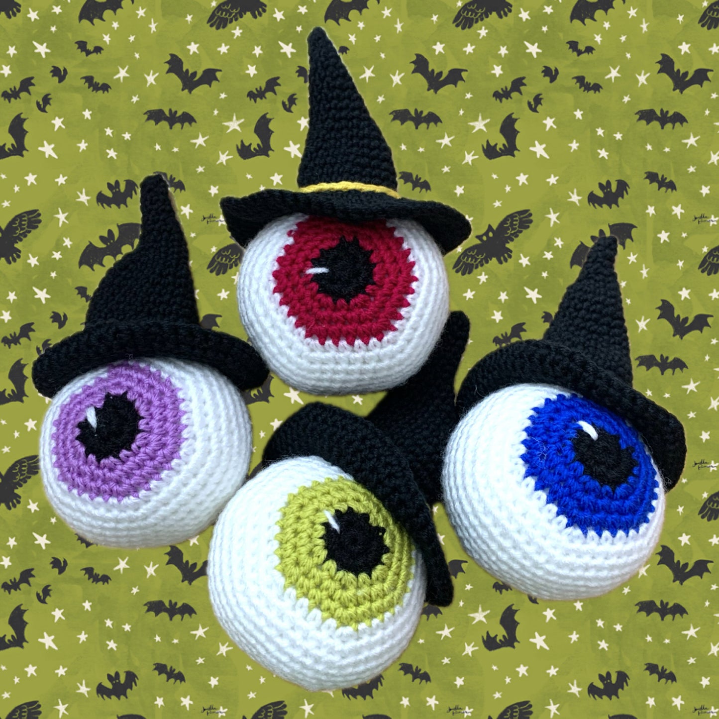 BEAKNITS- "FUSCHIA EYEBALL"- CROCHETED HALLOWEEN TOY/DECORATION