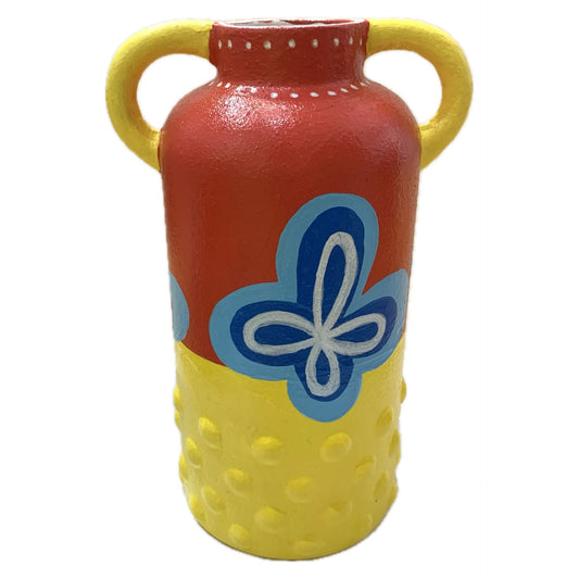 THIS BIRD HAS FLOWN - Tall Bump Vase- Watermelon, Yellow & Blue