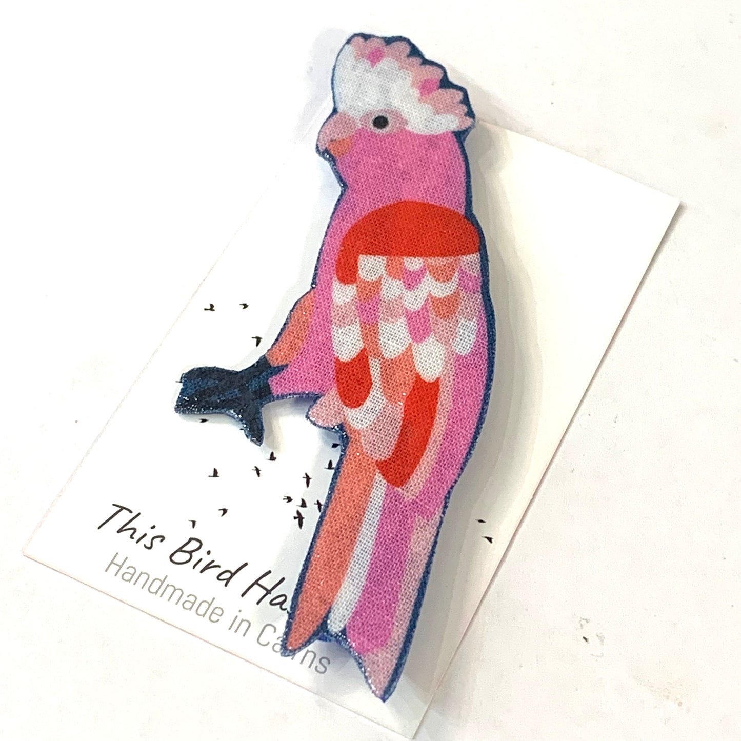 THIS BIRD HAS FLOWN- Fabric Remnant Brooches- Proust Galah