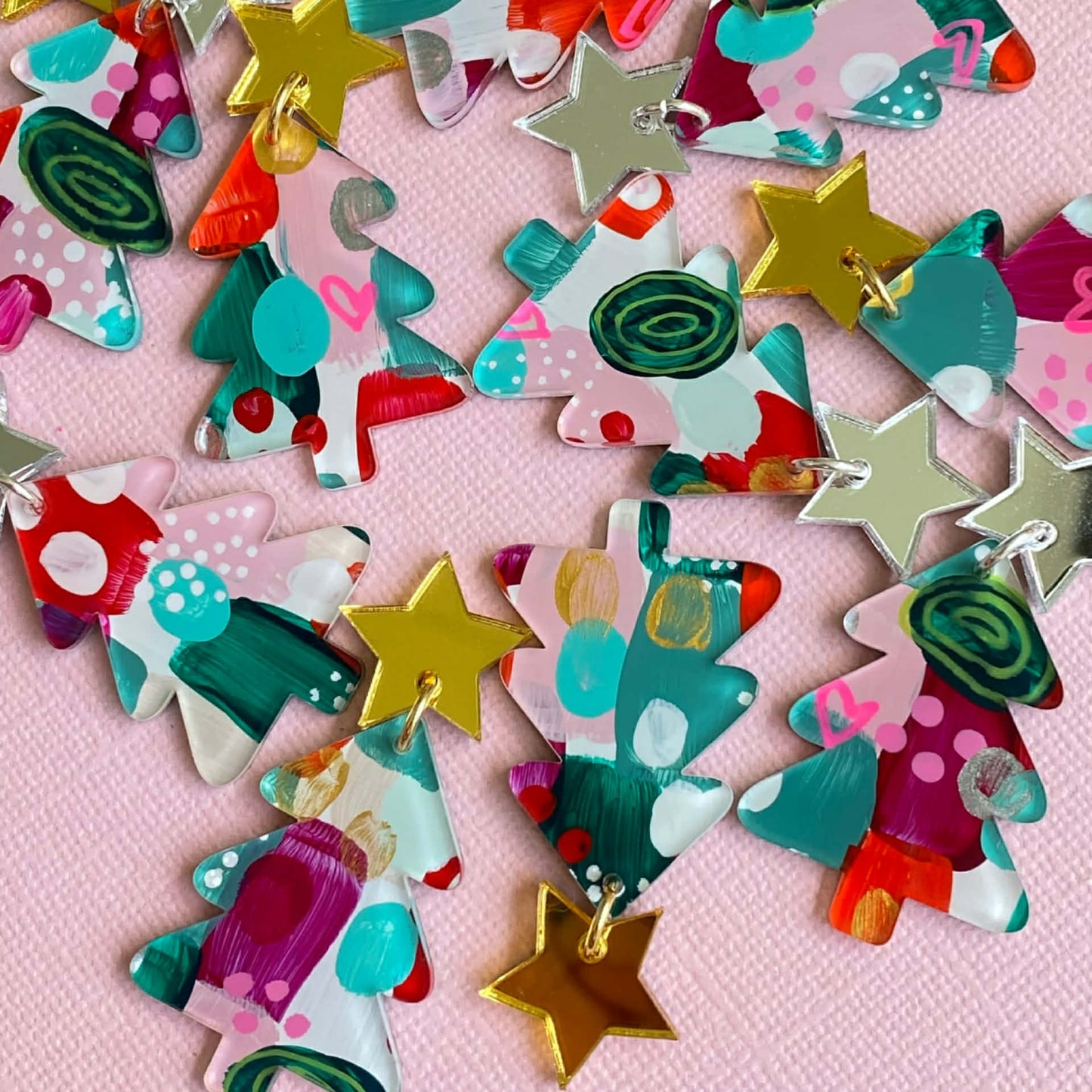 DAISY AND BUNNY - HANDPAINTED CHRISTMAS TREES - SILVER STAR