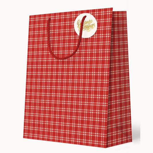 BESPOKE LETTERPRESS - "Red Check" Large Gift Bag