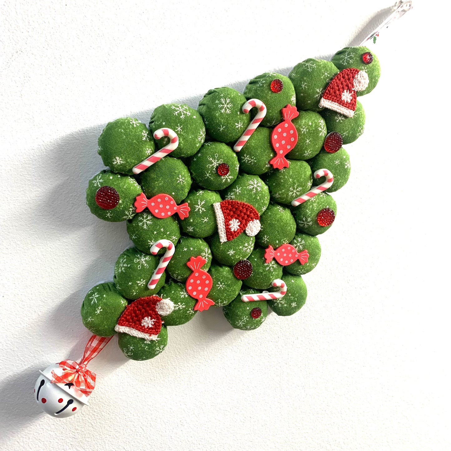 MAKIN' WHOOPEE- Small Bottle Top Christmas Tree Wall Hanging- Christmas Sweets on Green