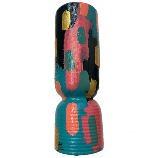 THIS BIRD HAS FLOWN - Large Cylinder Vase- Abstract Pinks, Greens & Gold
