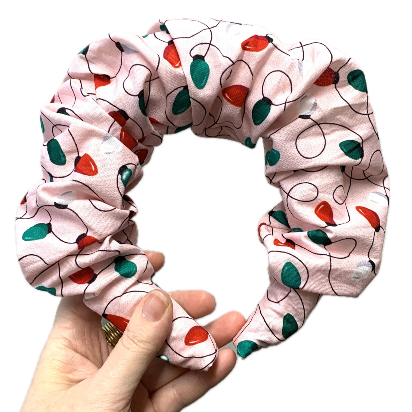 MAKIN WHOOPEE - BIG SCRUNCHIE CHRISTMAS HEADBANDS- Pinkmas Lights