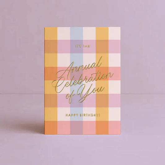 DAYMAKER STATIONERY- "Annual Celebration of You" - Gingham Card