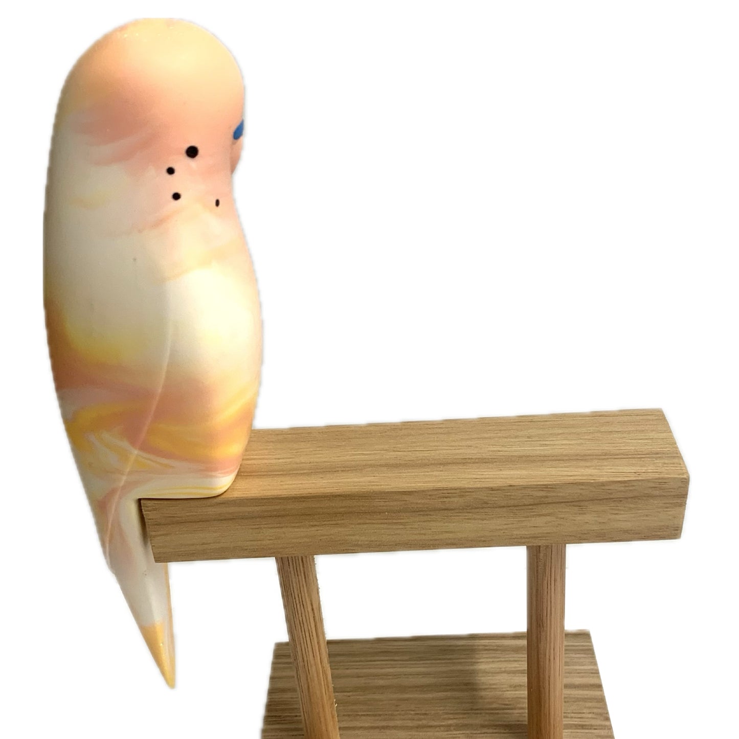 PETE CROMER - RESIN BUDGERIGAR #3- Just Peachy Swirl