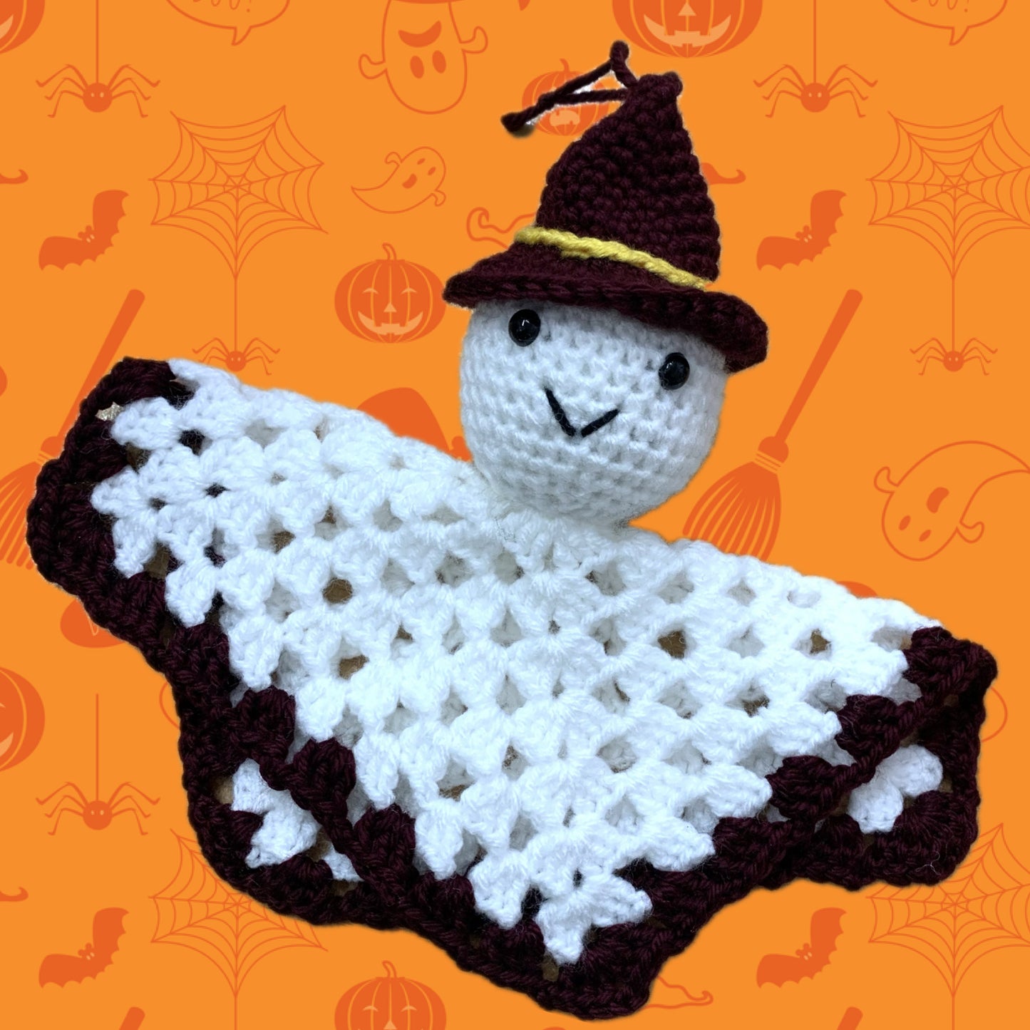 BEAKNITS- "HANGING MAROON GHOST"- CROCHETED HALLOWEEN DECORATION