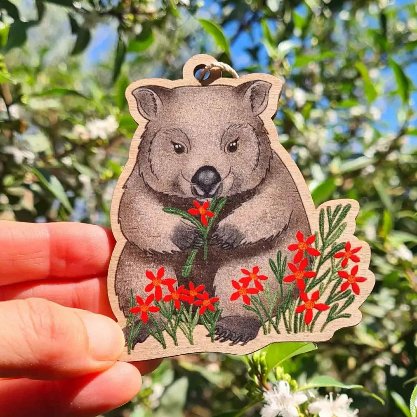 EARTH GREETINGS- Wombat's Meadow Wooden Decoration