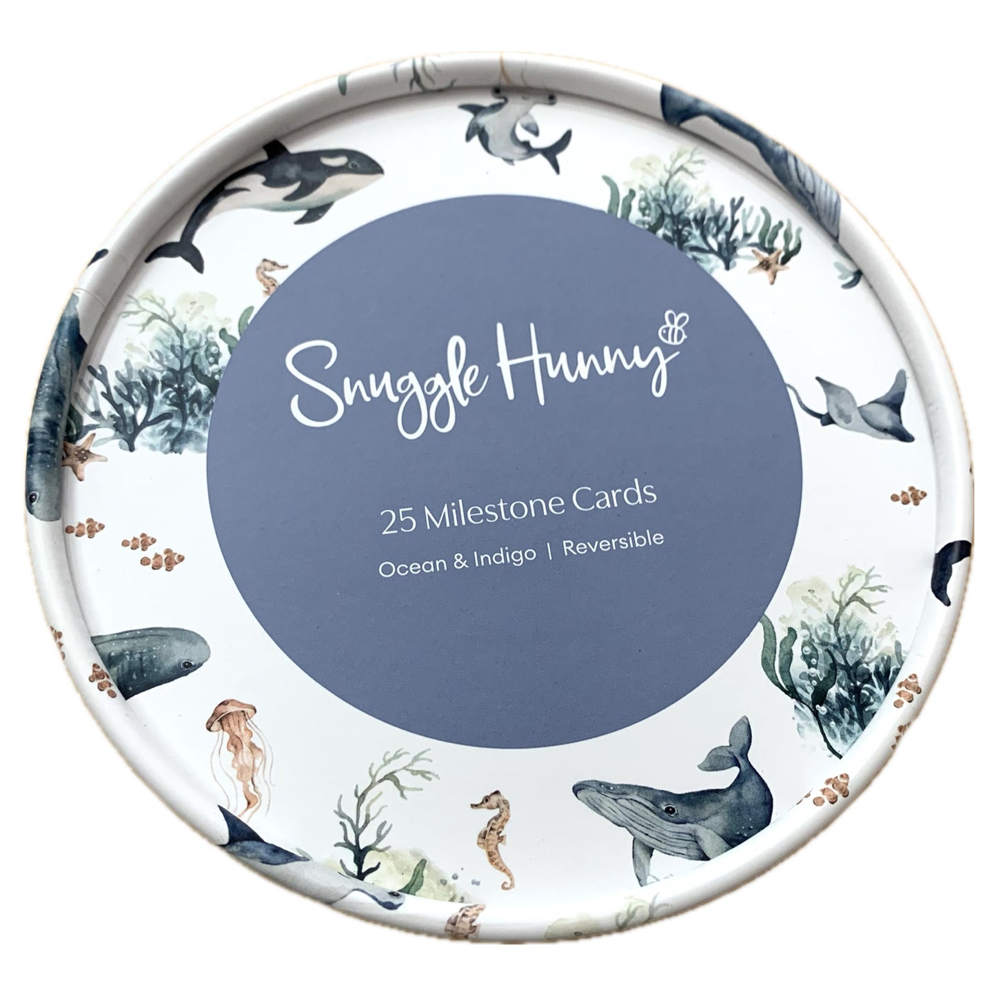 SNUGGLE HUNNY Ocean & Indigo Reversible Milestone Cards