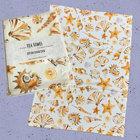 ESZTER'S CREATIONS - "Seashells"- Tea Towel