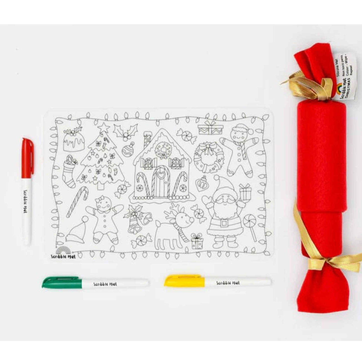 SCRIBBLE MAT- ORIGINAL- Christmas Cracker Reusable Scribble Mat- 3 Pens