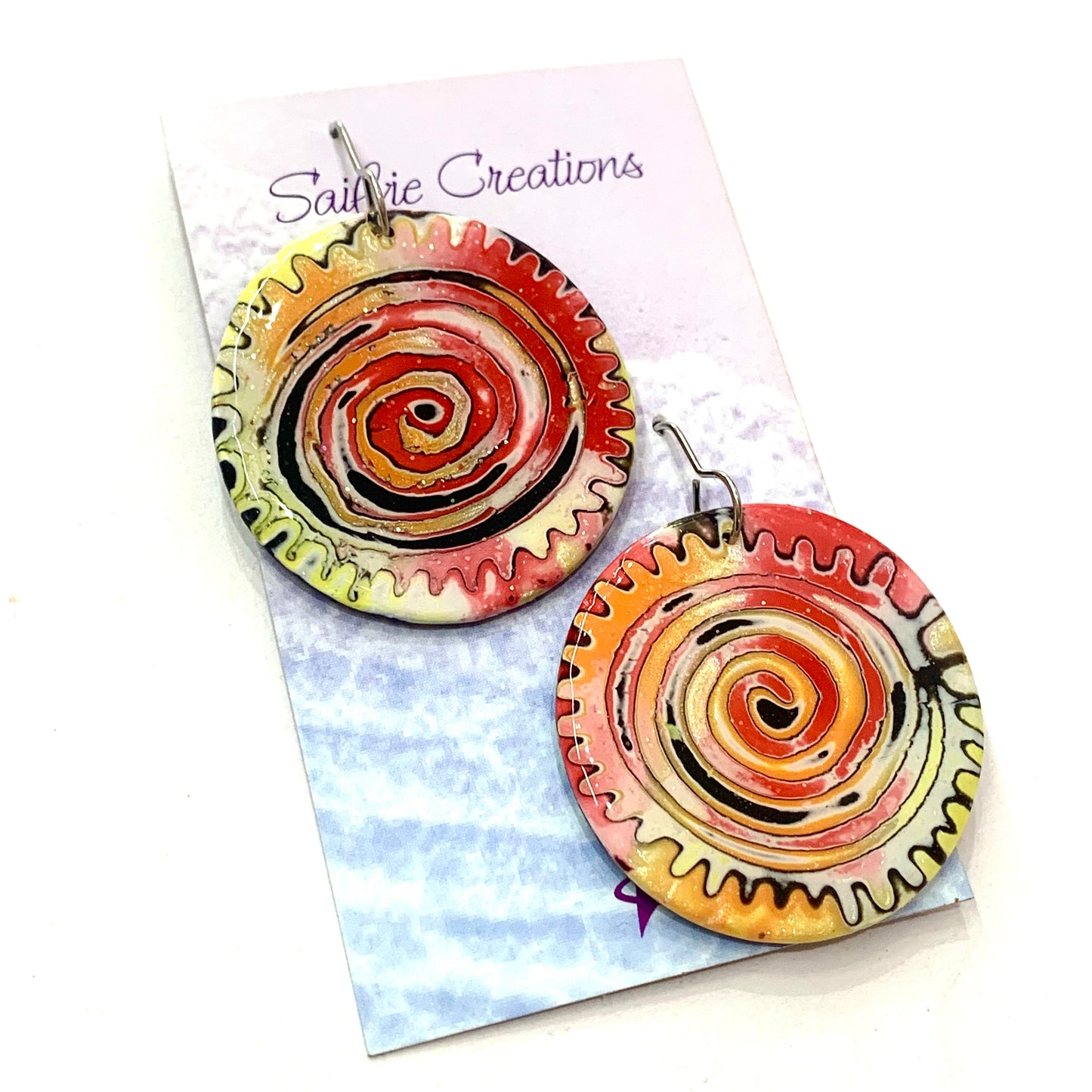 Sailvie Creations -Lava Spiral Circle Hook Dangle Earrings