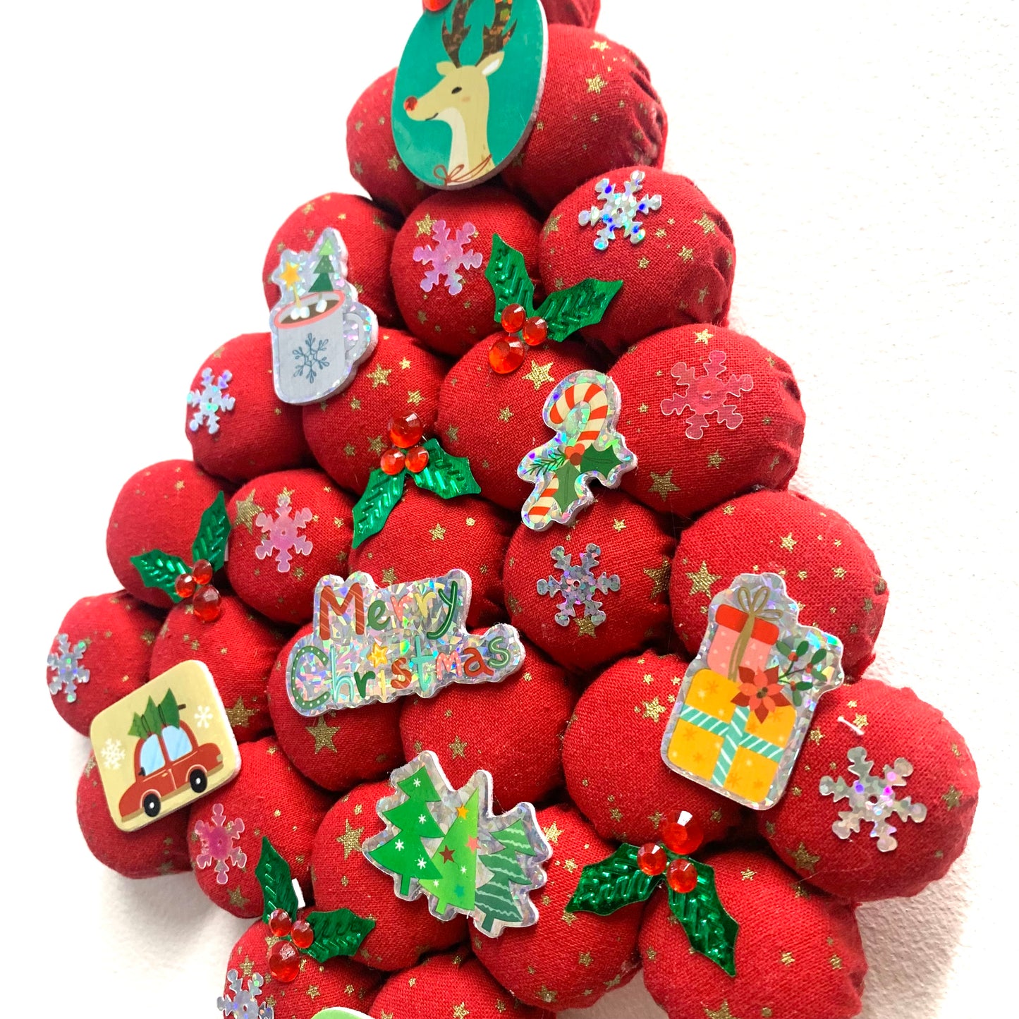 MAKIN' WHOOPEE- Small Bottle Top Christmas Tree Wall Hanging- Red Merry Christmas