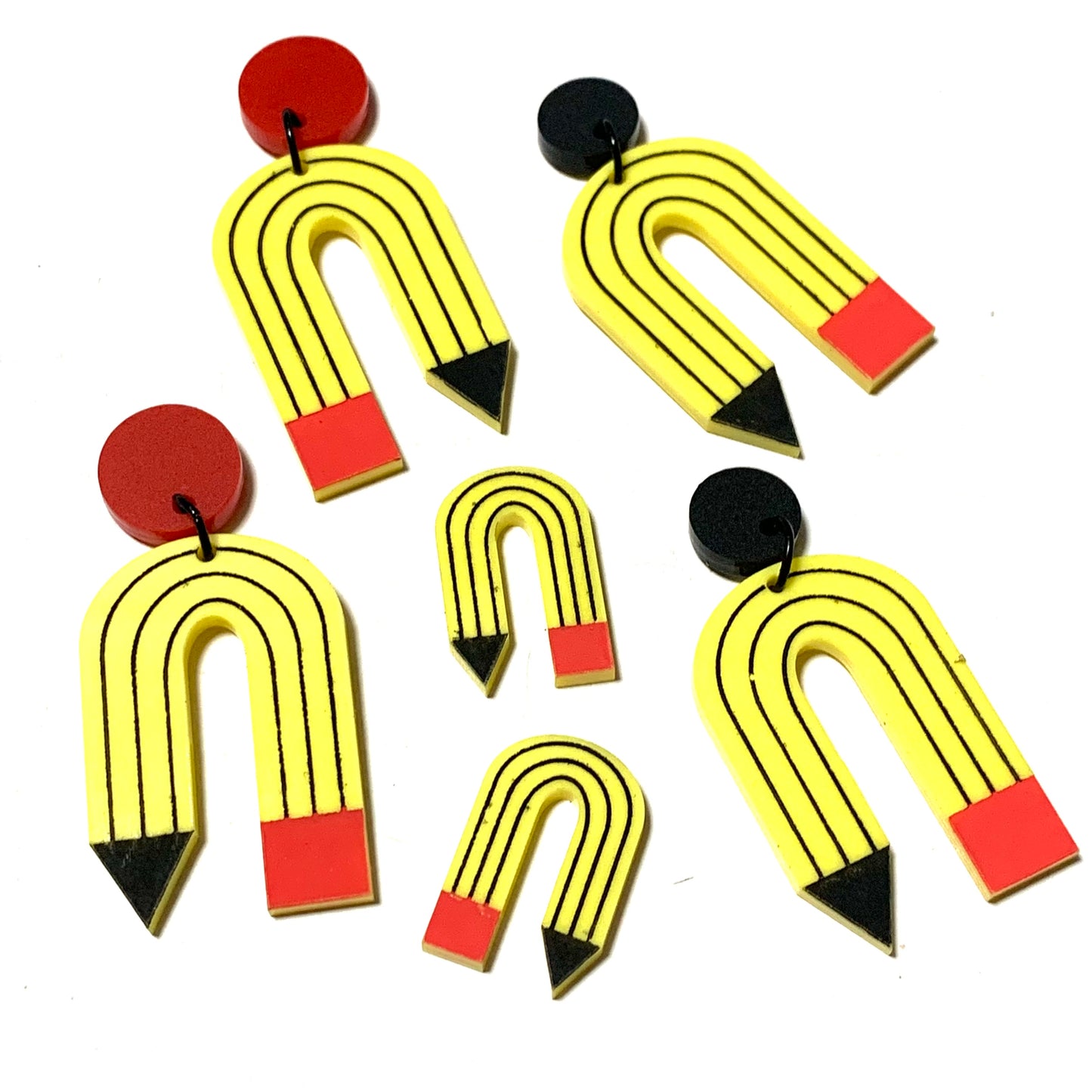 MAKIN' WHOOPEE - “Bendy Pencils-Red” TEACHER STUD DANGLES