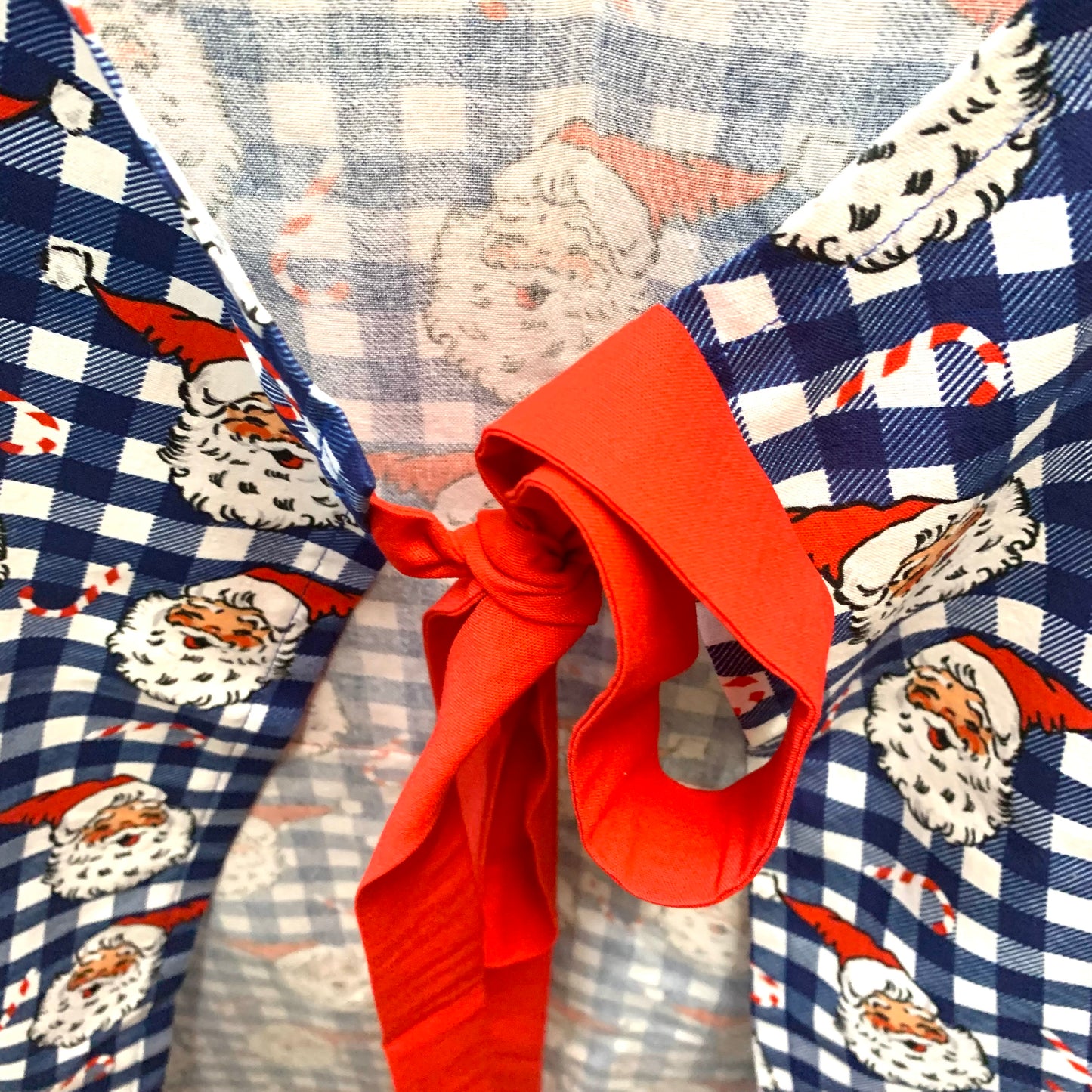 MUMMA WHOOPEE - "BLUE CHECK SANTAS" Apron