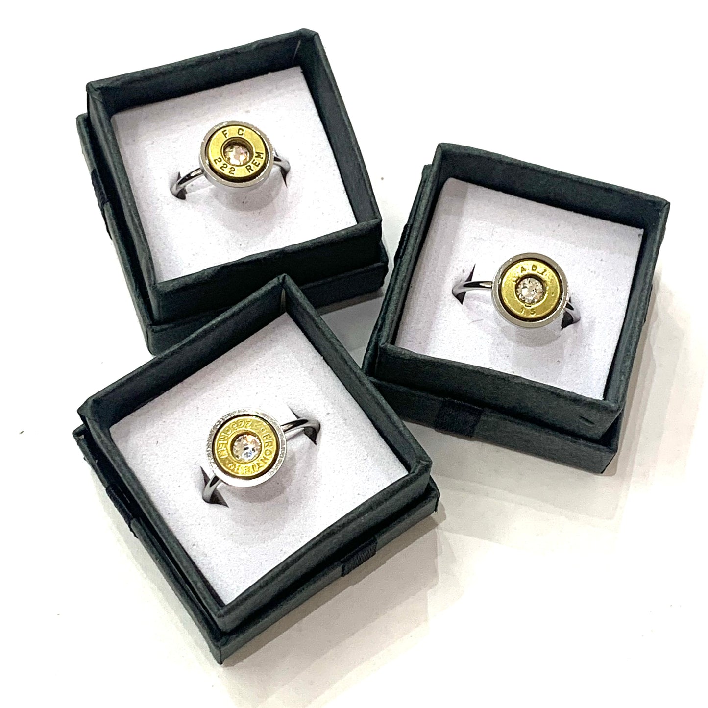 WILD BRASS- Adjustable Rings- Clear Swarovski Crystal